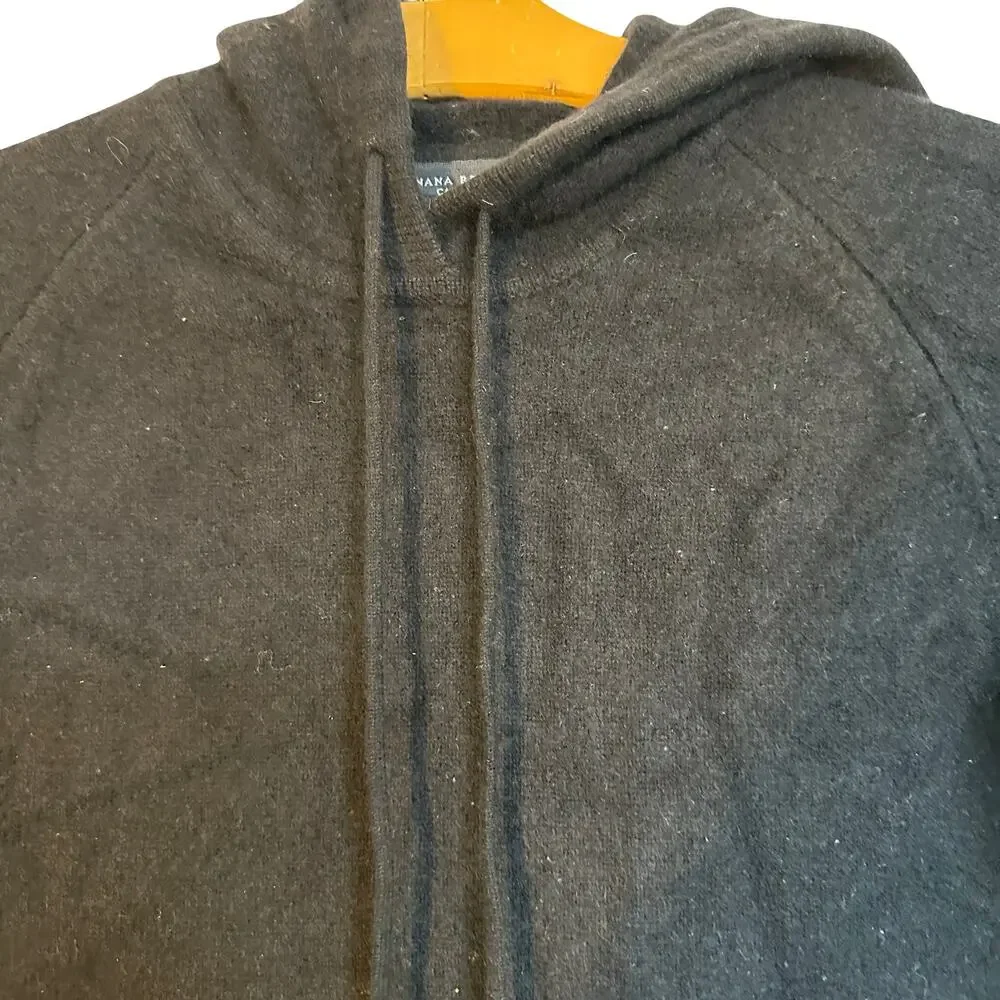 Banana Republic Cashmere Hoodie Black Hooded Sweater Minimalist Quiet Luxury M